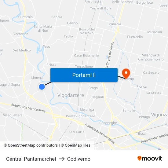 Central Pantamarchet to Codiverno map