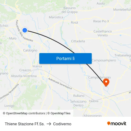 Thiene Stazione Ff.Ss. to Codiverno map