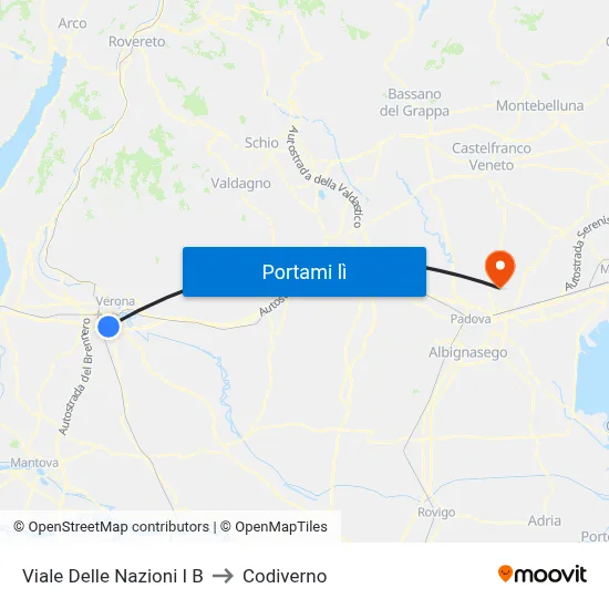 Viale Delle Nazioni I B to Codiverno map