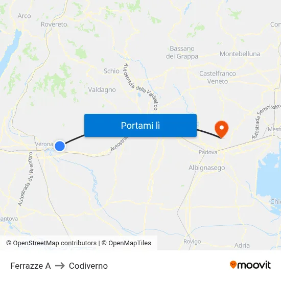 Ferrazze A to Codiverno map