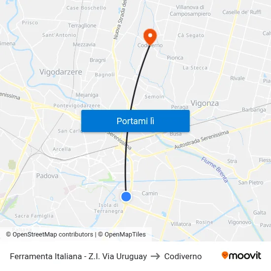 Ferramenta Italiana - Z.I. Via Uruguay to Codiverno map