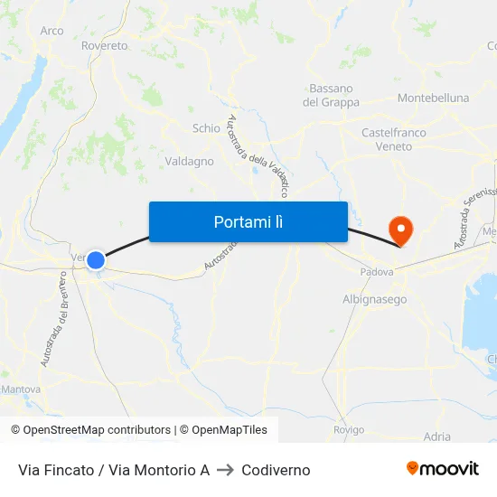 Via Fincato / Via Montorio A to Codiverno map