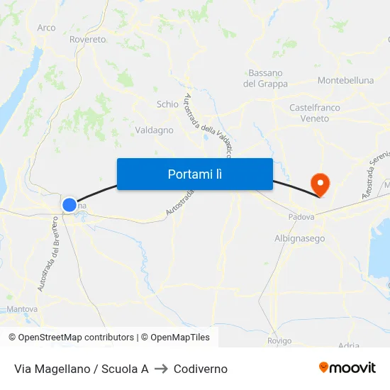Via Magellano / Scuola A to Codiverno map