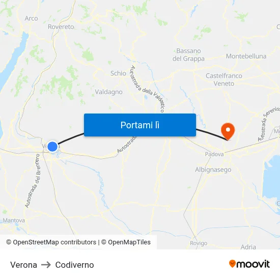 Verona to Codiverno map