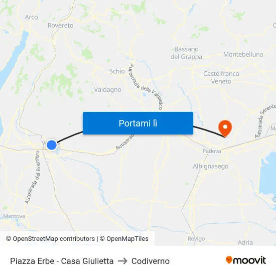 Piazza Erbe - Casa Giulietta to Codiverno map