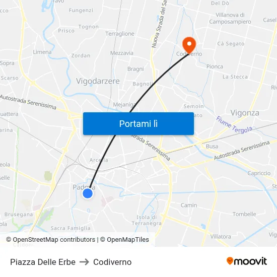 Piazza Delle Erbe to Codiverno map