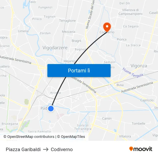 Piazza Garibaldi to Codiverno map