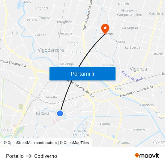 Portello to Codiverno map