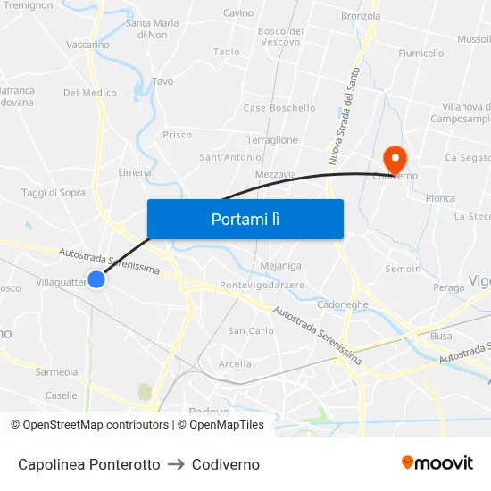 Capolinea Ponterotto to Codiverno map