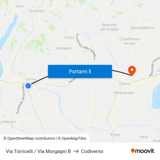 Via Torricelli / Via Morgagni B to Codiverno map