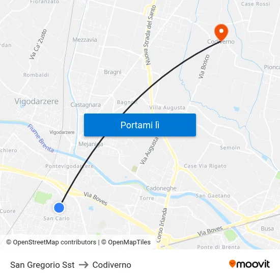 San Gregorio Sst to Codiverno map