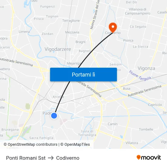 Ponti Romani Sst to Codiverno map