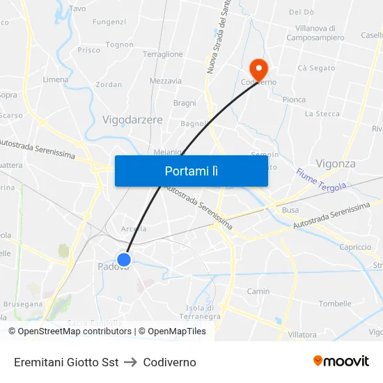 Eremitani Giotto Sst to Codiverno map