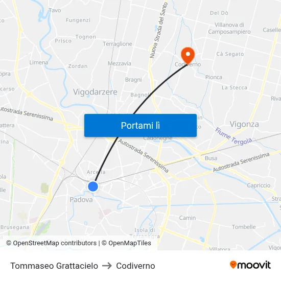 Tommaseo Grattacielo to Codiverno map