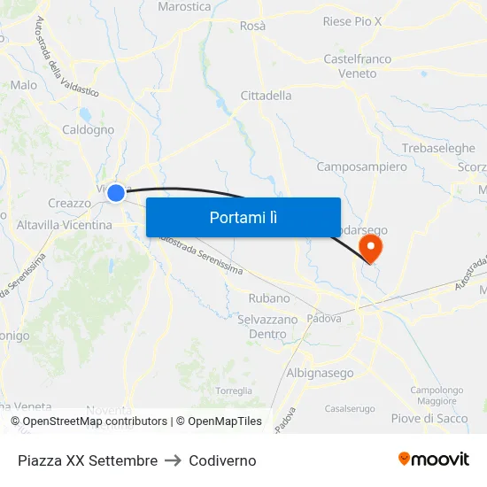 Piazza XX Settembre to Codiverno map