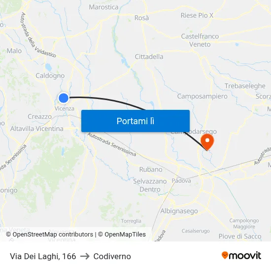Via Dei Laghi, 166 to Codiverno map