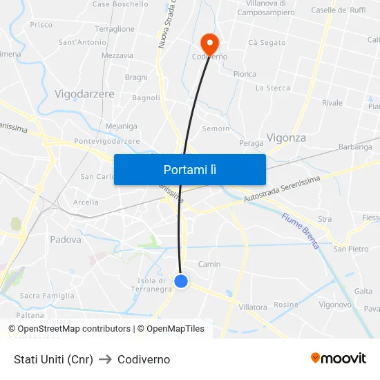 Stati Uniti (Cnr) to Codiverno map