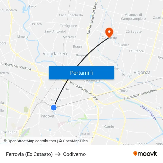 Ferrovia (Ex Catasto) to Codiverno map