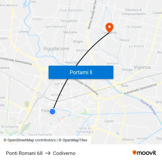 Ponti Romani 68 to Codiverno map