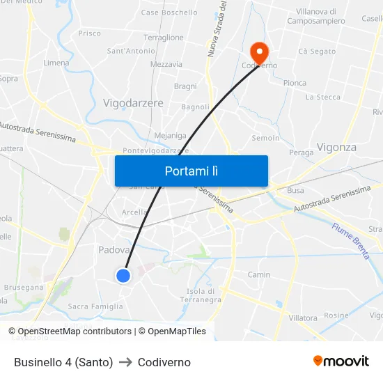 Businello 4 (Santo) to Codiverno map