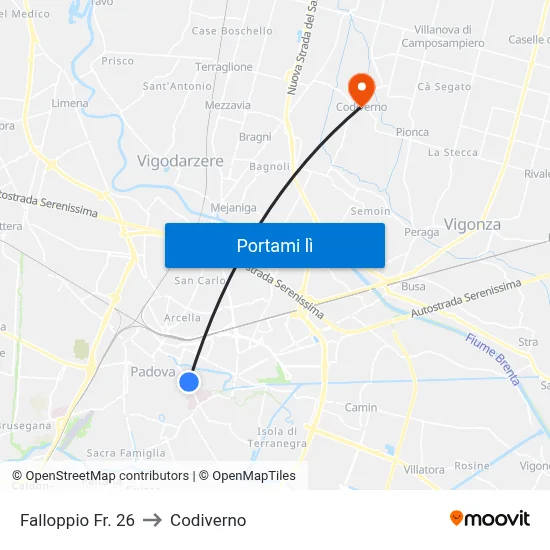 Falloppio Fr. 26 to Codiverno map