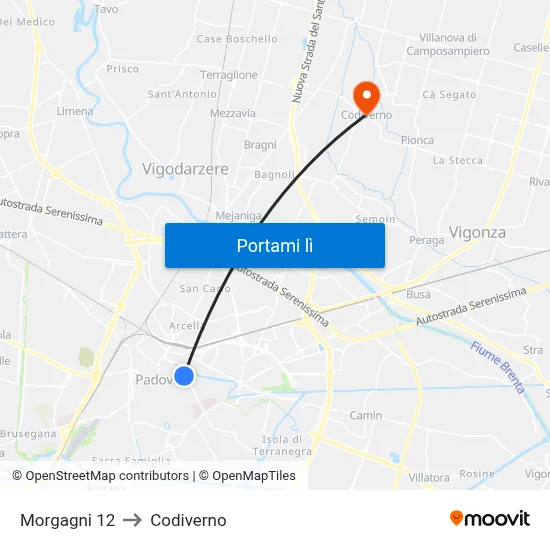 Morgagni 12 to Codiverno map