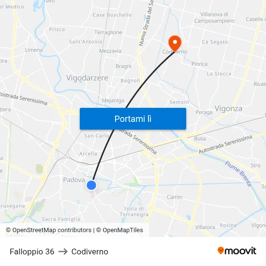 Falloppio 36 to Codiverno map