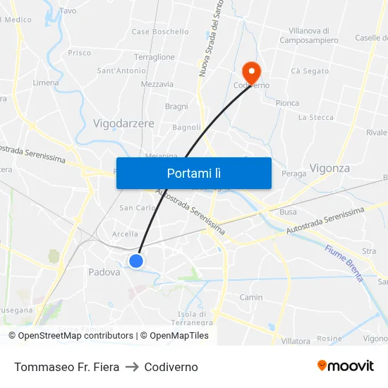 Tommaseo Fr. Fiera to Codiverno map