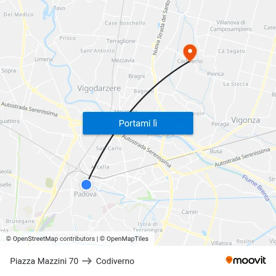 Piazza Mazzini 70 to Codiverno map