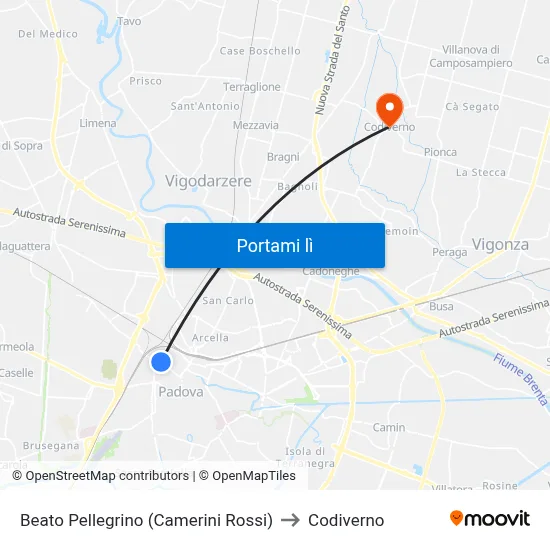Beato Pellegrino (Camerini Rossi) to Codiverno map