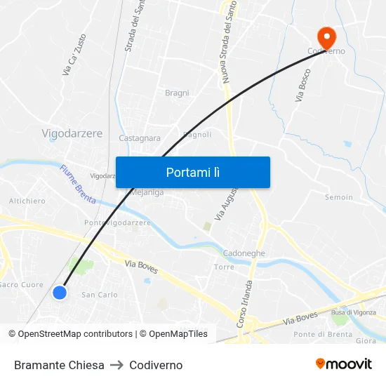 Bramante Chiesa to Codiverno map