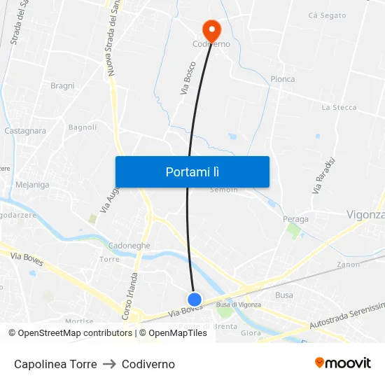 Capolinea Torre to Codiverno map