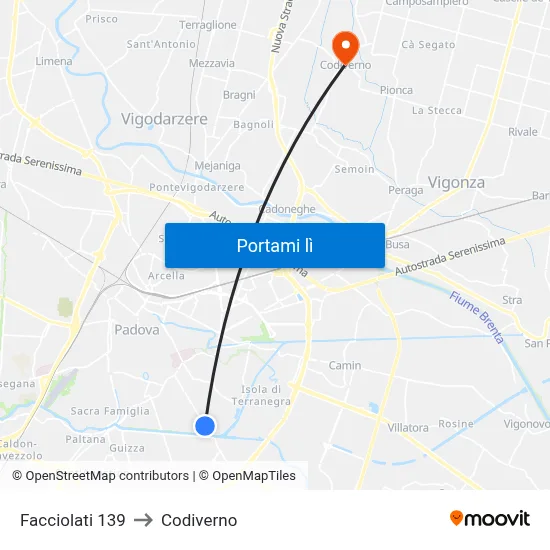 Facciolati 139 to Codiverno map