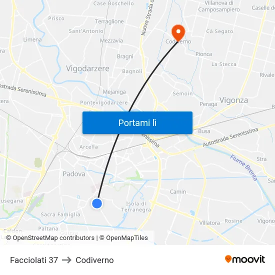 Facciolati 37 to Codiverno map
