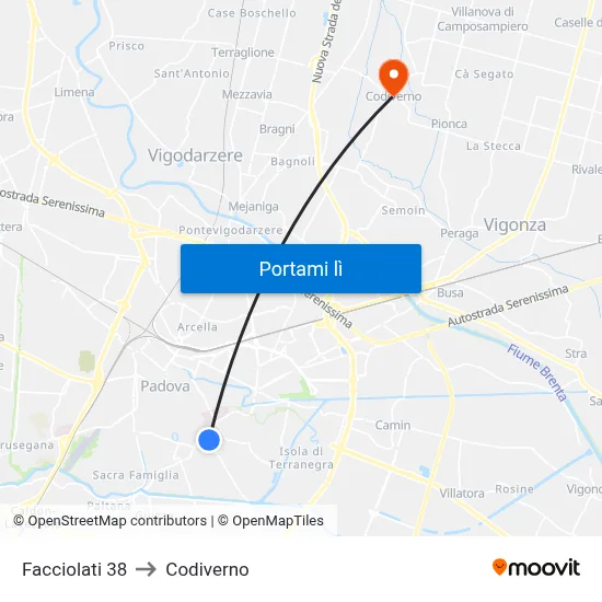 Facciolati 38 to Codiverno map