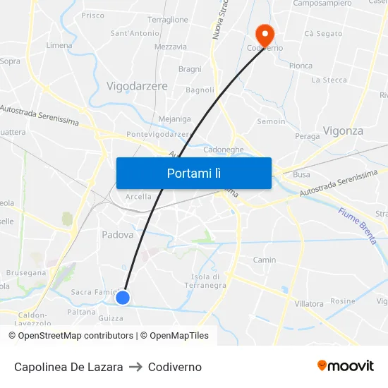 Capolinea De Lazara to Codiverno map