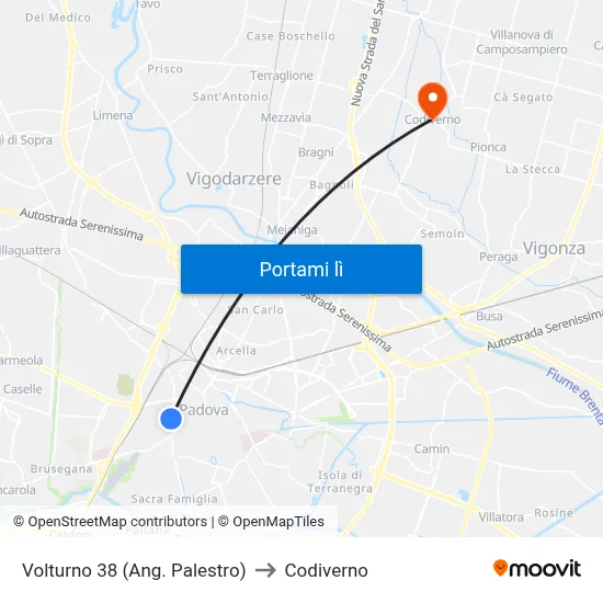 Volturno 38 (Ang. Palestro) to Codiverno map