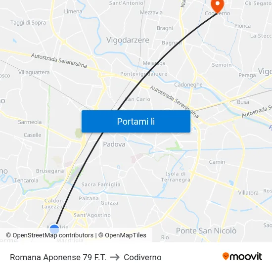 Romana Aponense 79 F.T. to Codiverno map