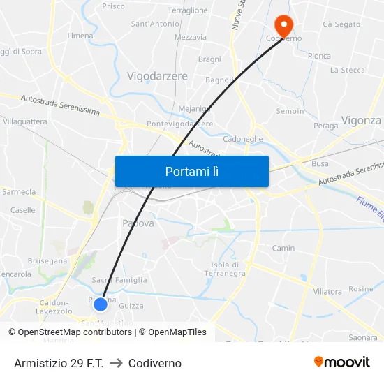 Armistizio 29 F.T. to Codiverno map