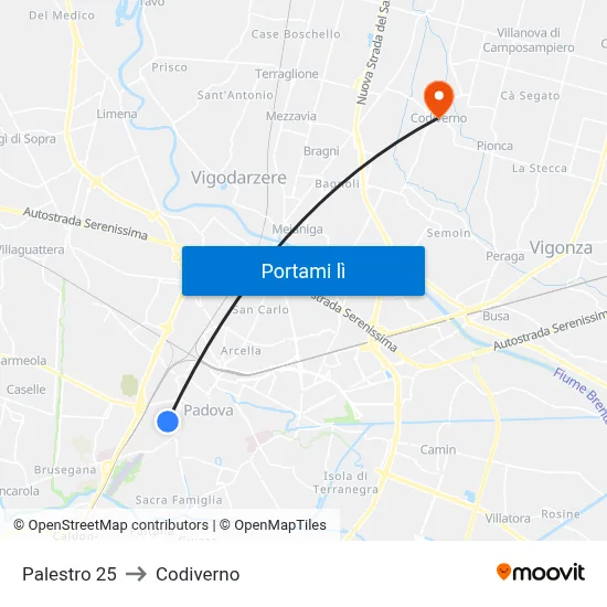Palestro 25 to Codiverno map