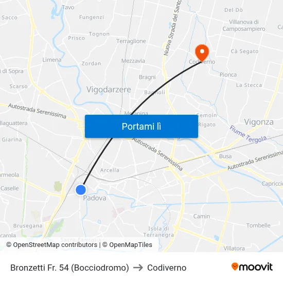 Bronzetti Fr. 54 (Bocciodromo) to Codiverno map