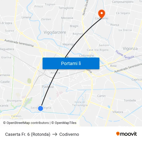 Caserta Fr. 6 (Rotonda) to Codiverno map