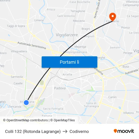 Colli 132 (Rotonda Lagrange) to Codiverno map