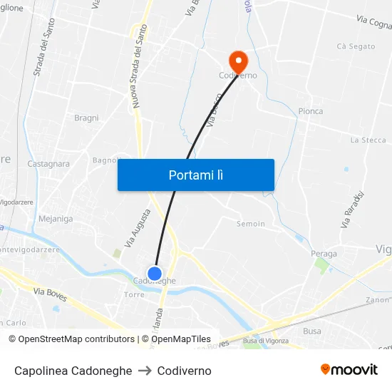Capolinea Cadoneghe to Codiverno map