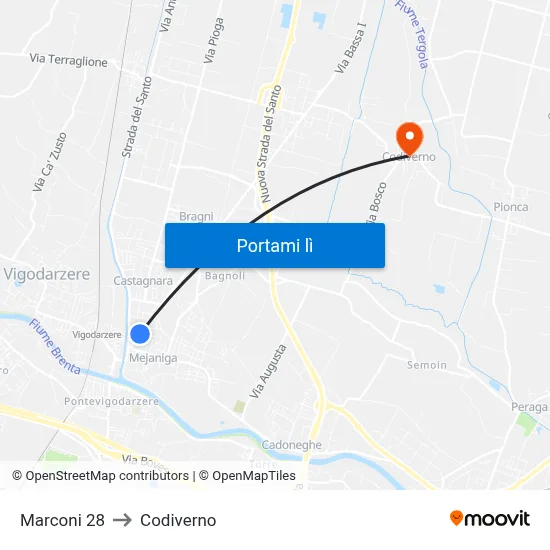 Marconi 28 to Codiverno map