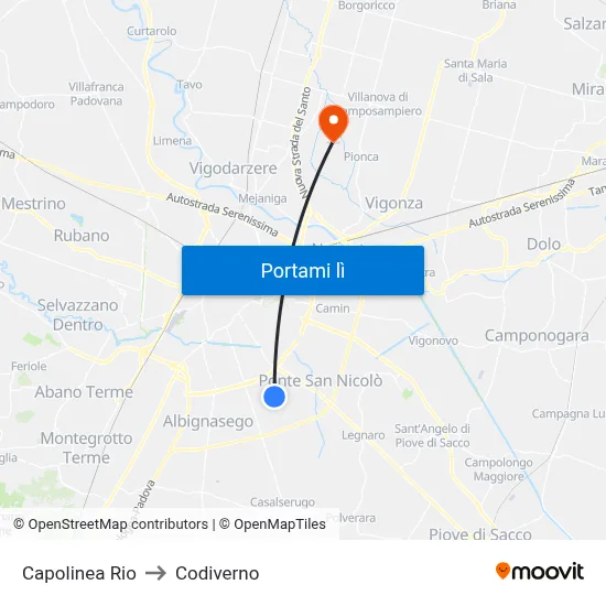 Capolinea Rio to Codiverno map