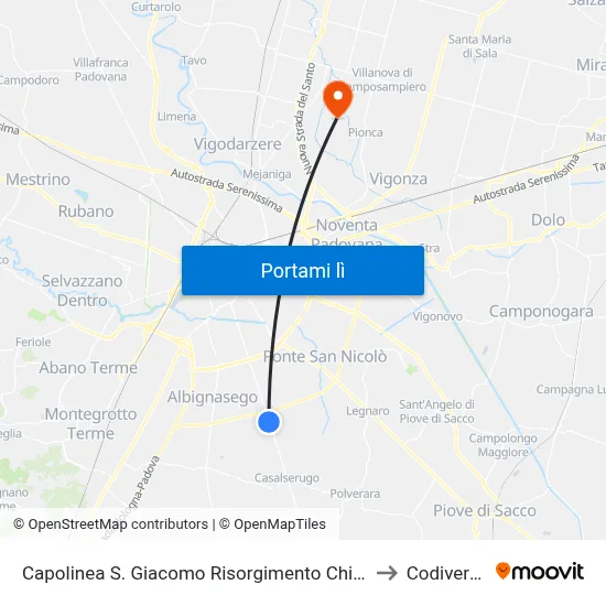 Capolinea S. Giacomo Risorgimento Chiesa to Codiverno map