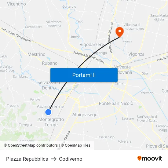 Piazza Repubblica to Codiverno map