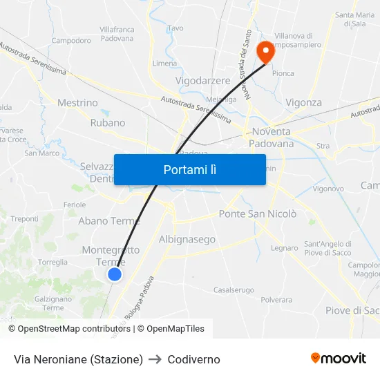 Via Neroniane (Stazione) to Codiverno map