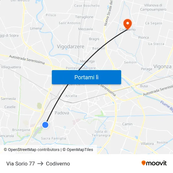 Via Sorio 77 to Codiverno map